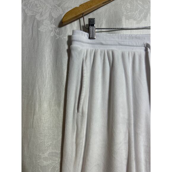 Juicy Couture Velour Track Pants Large White Silver Rhinestone Spell Out Sleep - Picture 5 of 13